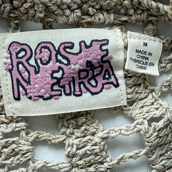 Anthropologie Rosie Neira Calado Open Front Hand Knit Crochet Cardigan Sz M Boho - Picture 2 of 9